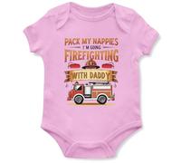 Purple Print House Funny Firefighting with Daddy Babygrow Pack My Nappies Baby Vest Father's Day Gift for Firefighter Dads, 0-3 Months, Light Pink