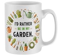 Purple Print House Funny Gardener Mug I'd Rather Be in My Garden Text with Gardening Tools Design for Men & Women Fathers Day Birthday Gift