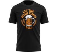 Purple Print House Funny German Festival T Shirt Mens Let The Stein Times Roll Large Stein and Beer Grain Graphic Tee October Oktoberfest Top, S, Black