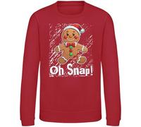 Purple Print House Funny Gingerbread Sweatshirt For Kids Christmas Oh Snap Festive Xmas Jumper Boy Girl, 12-13 Years, Red