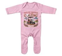 Purple Print House Funny Golfing with Daddy Baby Romper Suit Pack My Nappies Father's Day Birthday Gift for Golfer Dads, 6-12 Months, Light Pink