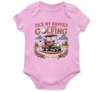 Purple Print House Funny Golfing with Daddy Babygrow Pack My Nappies Baby Vest Father's Day Birthday Gift for New Dads, 3-6 Months, Light Pink