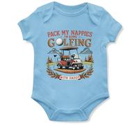 Purple Print House Funny Golfing with Daddy Babygrow Pack My Nappies Baby Vest Father's Day Birthday Gift for New Dads, 3-6 Months, Light Blue