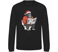 Purple Print House Funny Gorilla Kids Christmas Sweatshirt - Sat on Toilet Reading Paper Design - Xmas Sweater for Son or Daughter - Boys Girls Festive Holiday Jumper, 9-11 Years, Black