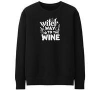 Purple Print House Funny Halloween Womens Sweatshirt Witch Way To The Wine Ladies Autumn Jumper