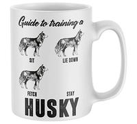 Purple Print House Funny Husky Mug Womens Siberian Husky Guide To Training Coffee and Tea Cup Birthday Gift for Husky Owner Men Women Puppy Dog Owners