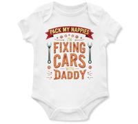 Purple Print House Funny Mechanic Babygrow for Babies Pack My Nappies Daddy Design Baby, 0-3 Months, White