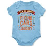 Purple Print House Funny Mechanic Babygrow for Babies Pack My Nappies Daddy Design Baby, 3-6 Months, Light Blue
