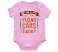 Purple Print House Funny Mechanic Babygrow for Babies Pack My Nappies Daddy Design Baby, 6-12 Months, Light Pink