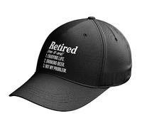 Purple Print House Funny Retired Baseball Cap Drinking Beer Retirement Gifts for Men Dad Grandad Hat, One Size, Black