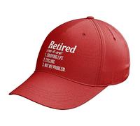 Purple Print House Funny Retired Cycling Baseball Cap Cyclist Retirement Gifts for Men Dad Grandad Hat, One Size, Red
