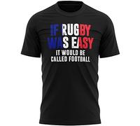 Purple Print House Funny Rugby T Shirt Mens England Flag If Rugby was Easy It Would Be Called Football Top Tee English Supporter, XL, Black