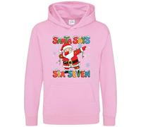 Purple Print House Funny Santa Six Seven Hoodie Dabbing Santa Meme Xmas Hooded Top Boys Girls Father Christmas 6 7 Viral Trend Top, 12-13 Years, Light Pink