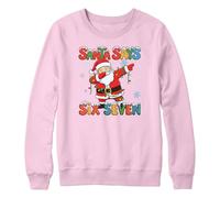 Purple Print House Funny Santa Six Seven Sweatshirt Dabbing Santa Meme Xmas Jumper Boys Girls Gift - Father Christmas 6 7 Viral Trend Top, 1-2 Years, Light Pink