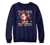 Purple Print House Funny Santa Six Seven Sweatshirt Dabbing Santa Meme Xmas Jumper Boys Girls Gift - Father Christmas 6 7 Viral Trend Top, 12-13 Years, Navy