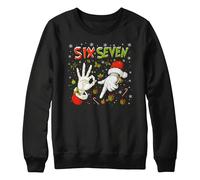 Purple Print House Funny Six Seven Kids Christmas Sweatshirt - 6 7 Trend Xmas Jumper for Son or Daughter - Boys Girls Viral Meme Sweater - Festive Holly Presents Candy Cane Design, 5-6 Years, Black