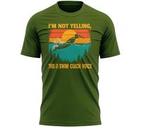 Purple Print House Funny Swimming T Shirt I'm Not Yelling This is My Swim Coach Voice Fathers Day Birthday Gift for Swimmers, L, Military Green