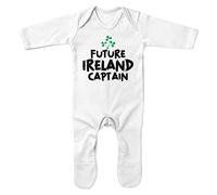 Purple Print House Future Ireland Captain Romper Suit Rugby Boy Girl Irish Shamrock Romper Funny Nations Irish Supporters, 0-3 Months, White
