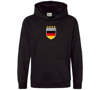 Purple Print House Germany Badge Kids Hoodie Boys Girls German Deutschland Football Hooded Top, 9-11 Years, Black