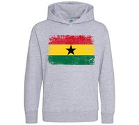 Purple Print House Ghana Flag Kids Hoodie, Ghana World Football Gifts for Boys and Girls, Ghana Soccer Supporters Cup Hooded Top 2022, 7-8 Years, Sport Grey