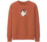 Purple Print House Ghosts Sweatshirt For Women Broomsticks Flying Witch Ladies Jumper, M, Ginger Biscuit