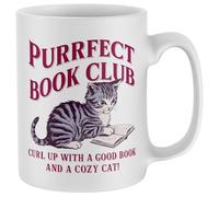 Purple Print House Gift Mug For Cat Lovers Purrfect Book Club Curl Up With A Good Book And A Cozy Cat Reading Tea Coffee Cup Gift