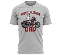 Purple Print House Gifts for Bikers Men - Real Biker Dad T Shirt - Funny Fathers Day Motorbike Birthday Gifts for Dad - Motorcycle Rider Top, XXL, Sport Grey