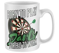 Purple Print House Gifts for Dad, Born to Play Darts, Funny Mugs, Novelty Gifts for Him Mug Grandad Birthday Fathers Day, White, One Size