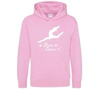 Purple Print House Girls Born to Dance Hoodie Kids Ballet Leap Hooded Sweatshirt Ballerina Hoody Dancer, 9-11 Years, Light Pink