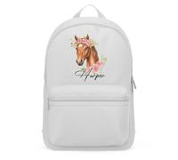 Purple Print House Girls Floral Horse Custom Mini Backpack Personalised Name Back to School Nursery Bag for Kids Infants Equestrian Gift, One Size, Grey