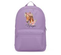 Purple Print House Girls Floral Horse Custom Mini Backpack Personalised Name Back to School Nursery Bag for Kids Infants Equestrian Gift, One Size, Lavender