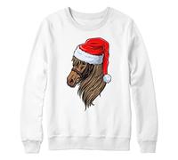 Purple Print House Girls Horse Christmas Sweatshirt Santa Equestrian Sweater Xmas Horse Riding Kids, 9-11 Years, White