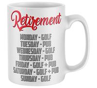 Purple Print House Golf Gifts, Retirement Golf and Pub Funny Mug, Retirement Gifts for Men, Novelty Mugs, Grandad Dad Present Office Retire Job Office Joke, White, One Size