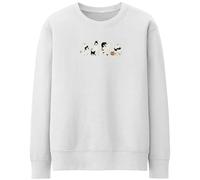 Purple Print House Halloween Sweatshirt For Women Spooky Ghost Cats Sweater, S, White