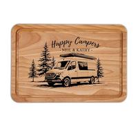 Purple Print House Happy Campers Personalised Chopping Board Motor Home Design With Added Name Kitchen Gift For Travellers Camping