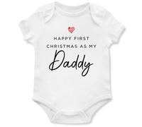 Purple Print House Happy First Christmas As My Daddy Babygrow - Newborn Babies Boys Girls 1st Xmas Gift Vest - FestiveRed Heart Design, 0-3 Months, White