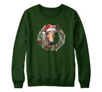 Purple Print House Horses Head Christmas Sweatshirt For Kids Xmas Jumper Day Boy Girls Equestrian Santa Wreath Sweater, 7-8 Years, Bottle