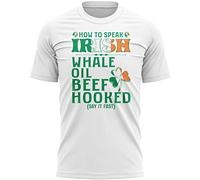 Purple Print House How to Speak Irish T Shirt Mens Funny St Paddys Day Pub Crawl Irish Stag Do Fancy Dress Top Tee Clover Ireland, L, White