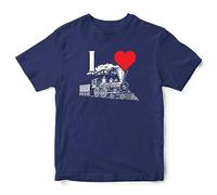 Purple Print House I Love Trains Boys T Shirt Railway Steam Train Kids Top Tee, 12-13 Years, Navy