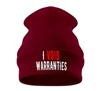 Purple Print House I Void Warranties Beanie Hat - Mechanic Birthday Gift for Men Retiring - Funny Car Garage Engineer Repairman Joke, One Size, Maroon