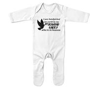 Purple Print House I was Handpicked for Earth by My Custom Family Heaven Baby Romper Suit, Personalised Grandparents, Gender Reveal Boys and Girls, 0-3 Months, White