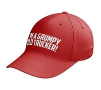 Purple Print House I'm A Grumpy Old Trucker Baseball Cap - Funny Birthday Lorry Driver Gifts for Him - Truck Driver Hat, One Size, Red