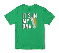 Purple Print House Ireland Flag Kids T Shirt Irish Its in My DNA Boy Girl Football Supporter World Top Tee, 5-6 Years, Irish Green