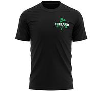 Purple Print House Ireland Pocket Shamrock T Shirt Mens Football Rugby Supporters Nations Irish Top Tee, S, Black