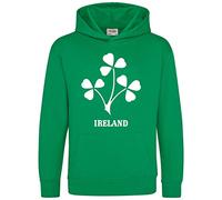 Purple Print House Ireland Shamrock Badge Hoodie Kids Rugby Supporter Football Nations Irish Boys and Girls, 12-13 Years, Irish Green