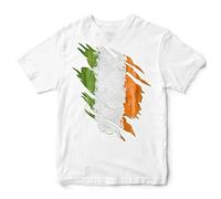 Purple Print House Ireland Torn Kids T Shirt, Ireland Rugby Gifts, Ireland Flag Torn, Irish Gift, Irish Rugby Top, St Patricks Day Present for Boys Girls, 12-13 Years, White