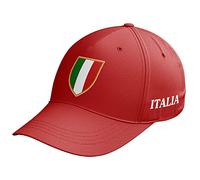 Purple Print House Italia Badge Cap Mens Italian Flag Baseball Hat Nations Rugby Italy Supporter, One Size, Red