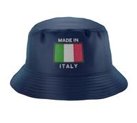 Purple Print House Italian Flag Bucket Hat Made in Italy Embroidery Birthday Gift Fathers Day Dad Unisex, L, Navy