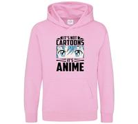 Purple Print House Its Not Cartoons Kids Hoodie Girls It Is Anime Hooded Top Japanese Animation Hoody, 7-8 Years, Light Pink