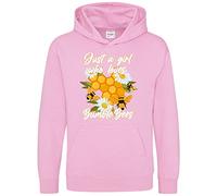 Purple Print House Just a Girl Who Loves Bumble Bees Hoodie Kids Funny Flowers Honey Birthday Top Tee Bumble Bee Boys and Girls, 12-13 Years, Light Pink
